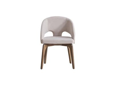 White Dining room chair Stylish single seater upholstered chairs Modern wooden feet